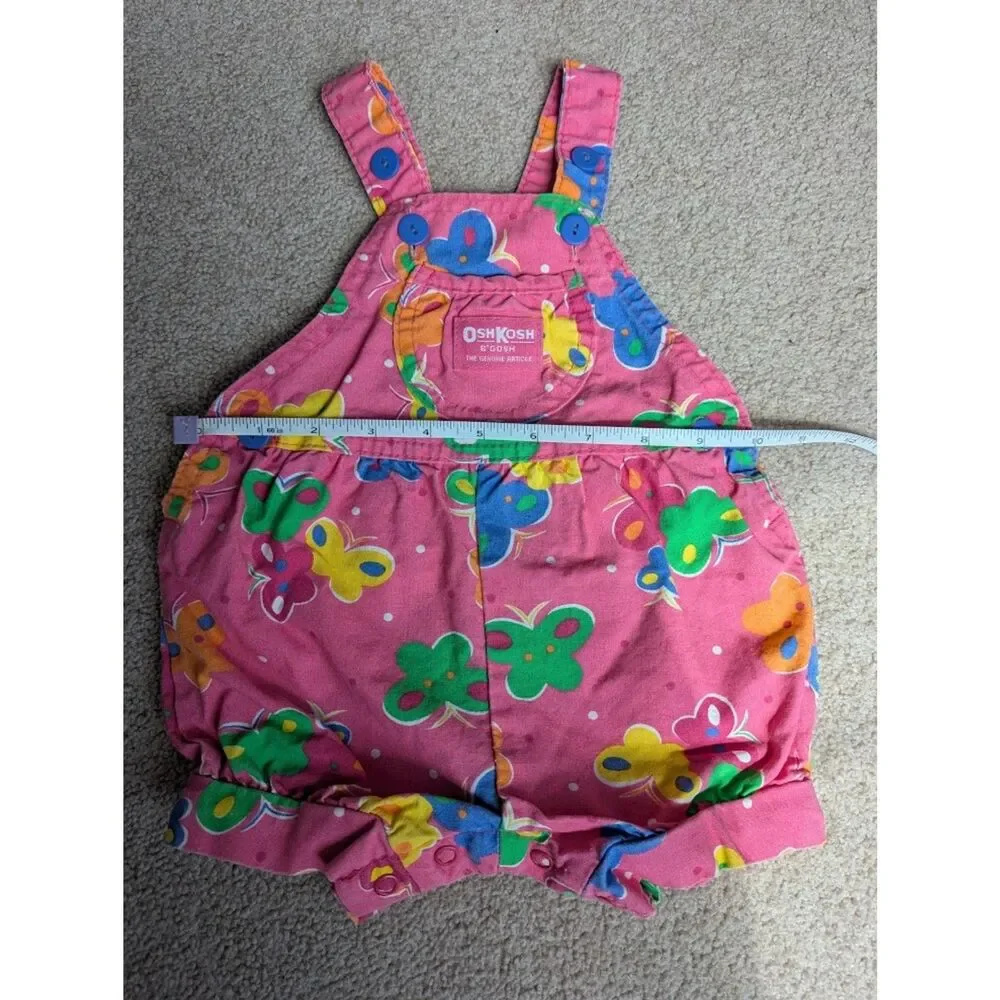 Vintage Made in USA OshKosh B'Gosh Butterfly Bubble Romper Overalls 6-9 Month
